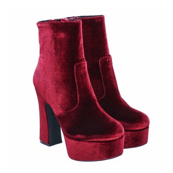 Jeffrey Campbell Shoes - Jeffrey Campbell Wine Velvet De-Facto Ankle Boots